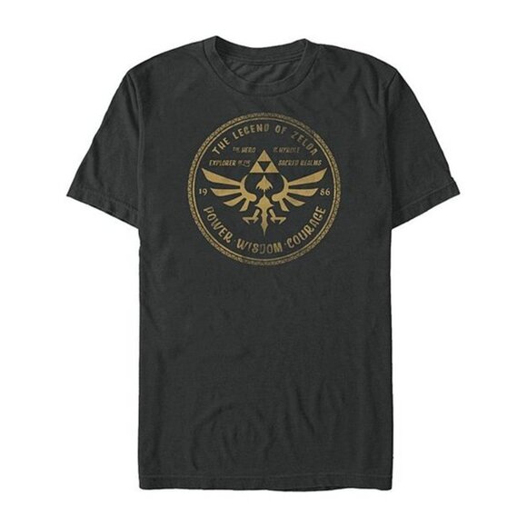 The Legend of Zelda Black 'Power Wisdom Courage' Seal Tee - Picture 1 of 1